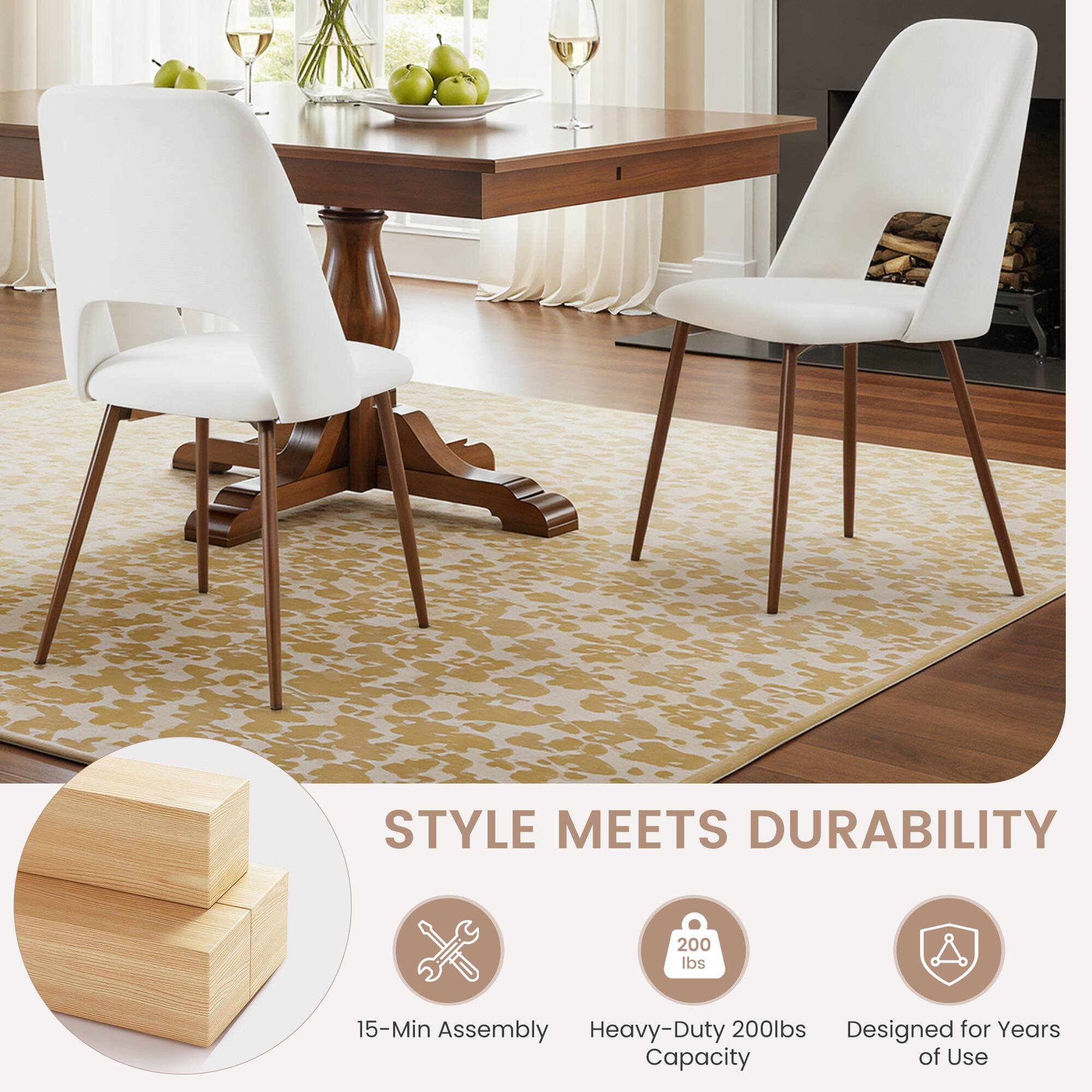 STYLE MEETS DURABILITY

15-Min Assembly

Heavy-Duty 200 lbs Capacity

Designed for Years of Use