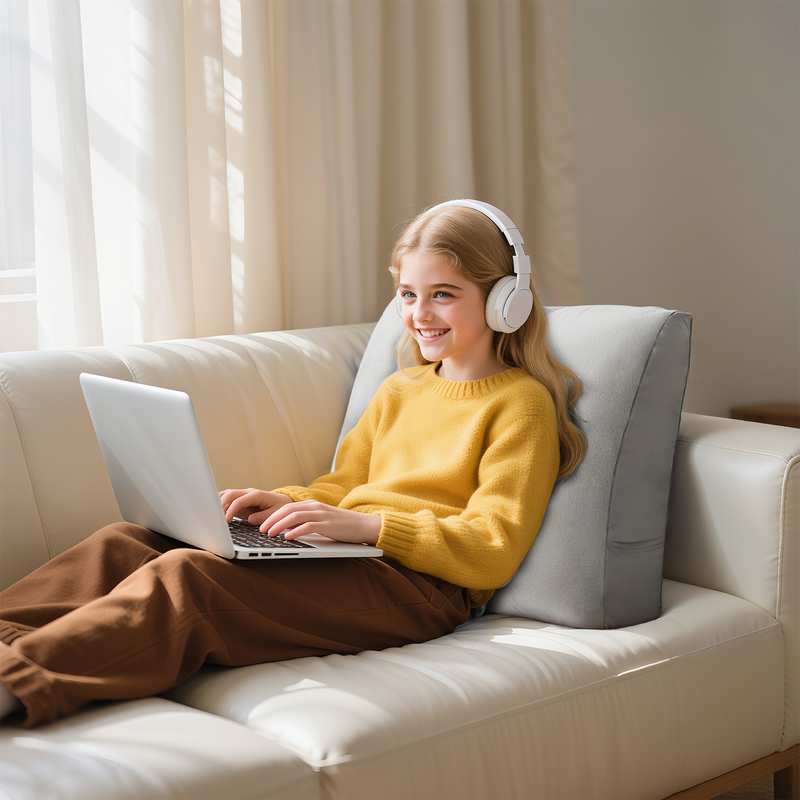 Alt View 1. wowmax - Back Pillow for Sitting in Bed, Back Support Pillow for Couch, Removable Velvet Cover, Gray - Grey.