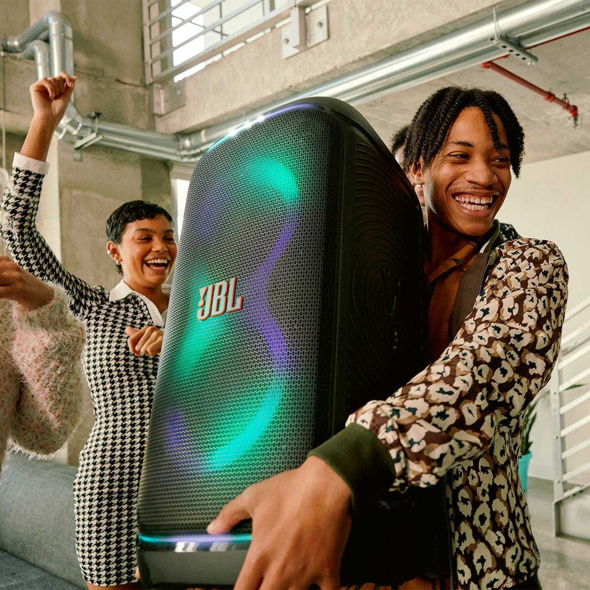 Alt View 9. JBL - JBL PartyBox Stage 320 Portable Party Speaker with gSport Cargo Sleeve - Black.