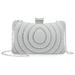 Unique Bargains - Evening Bag for Women, Pearl Shiny Sequin Evening Clutch Wedding Purse for Bride Party Formal - Silver