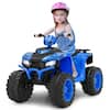 Front. Costway - Costway 24V Kids Ride-On Electric ATV 4-Wheeler Quad Car with Wireless Connection - Blue.