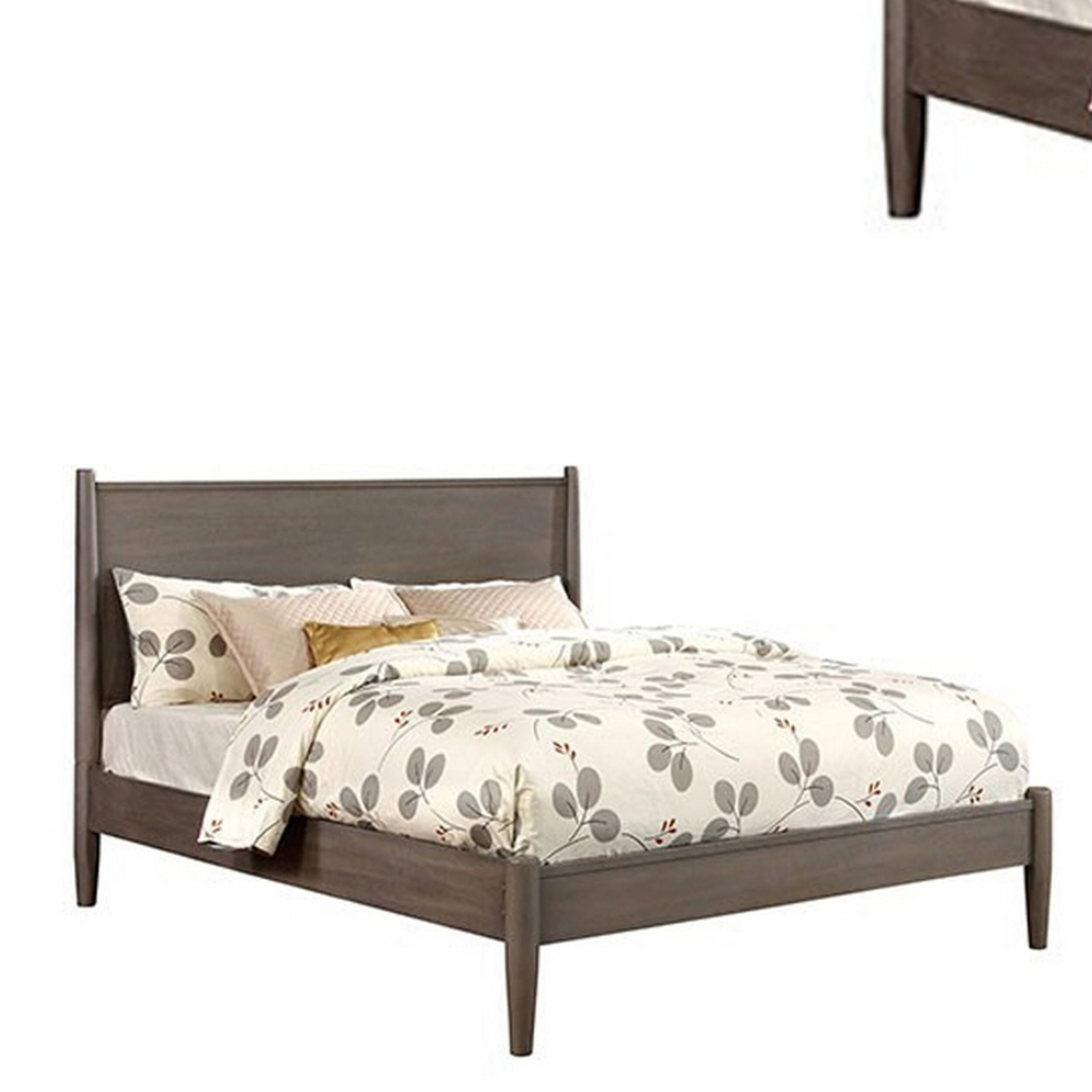 Alt View 3. Manhattan Lane - Wooden Eastern King Size Bed with Panel Headboard, Gray - Gray.