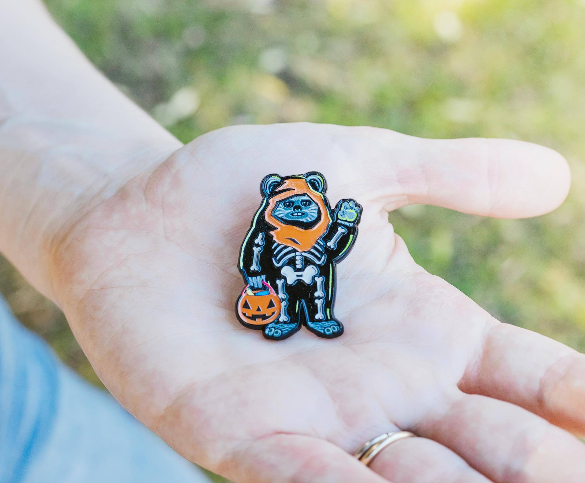Alt View 2. SalesOne LLC - Star Wars Wicket Skeleton Glow-In-The-Dark Enamel Pin | Toynk Exclusive - Black.