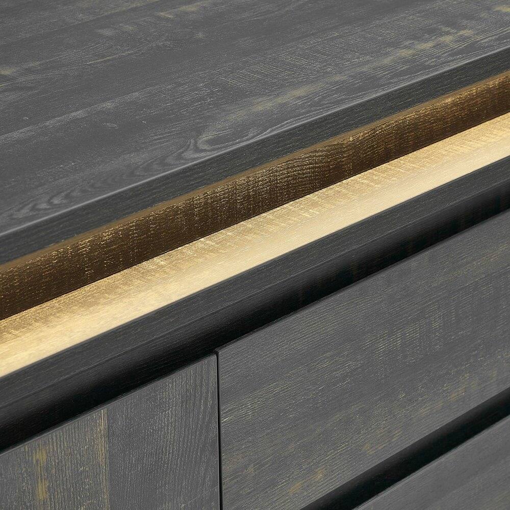 Alt View 4. Kadyn - Kadyn Console Table with LED Light, Wooden Storage Cabinet with Drawers and Doors for Entryway, Dark Wood Grain - Gray.