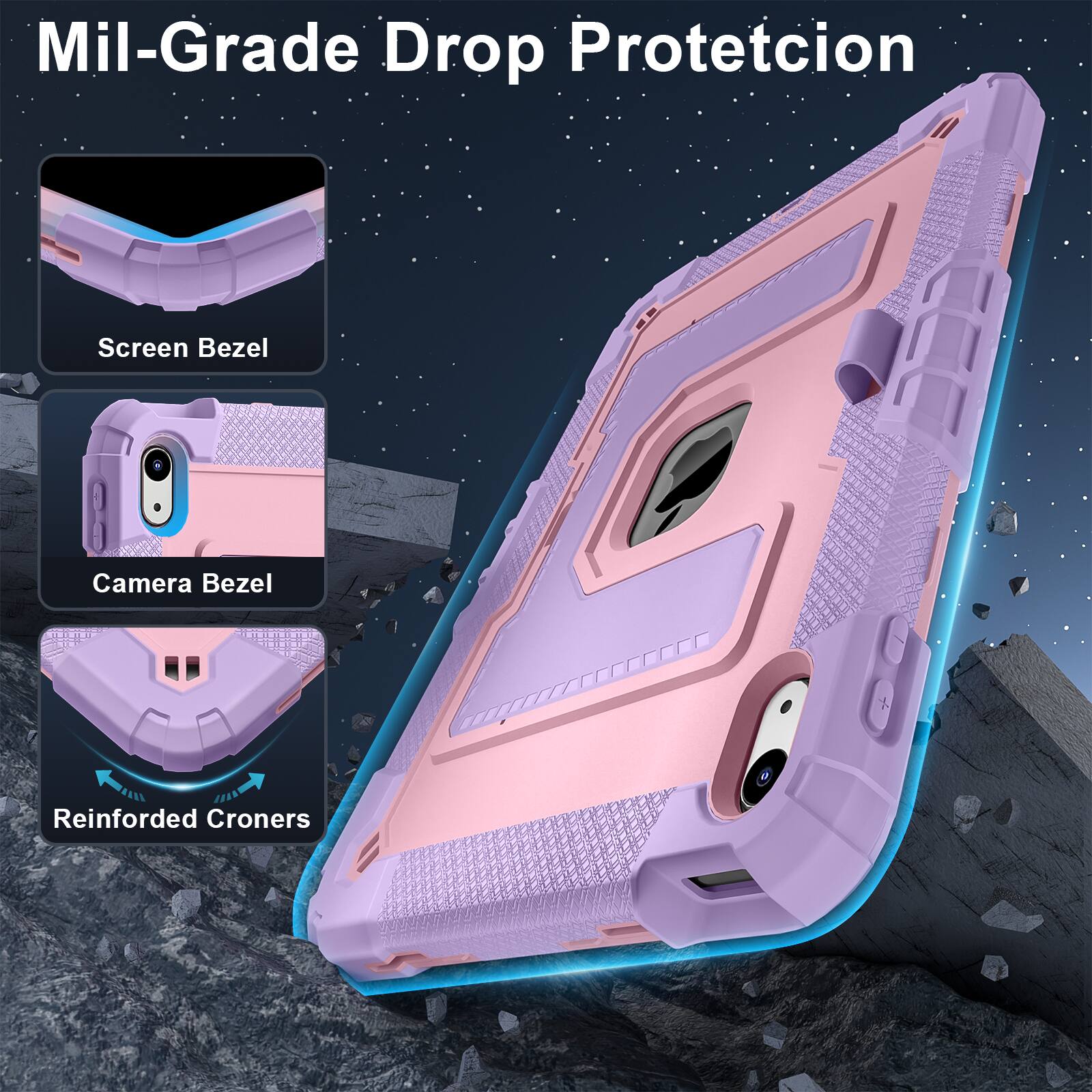 Mil-Grade Drop Protection

- Screen Bezel
- Camera Bezel
- Reinforced Corners