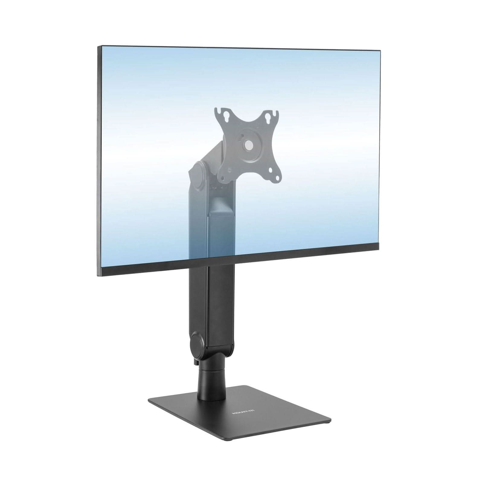 Front. Mount-It! - Freestanding Height-Adjustable Monitor Arm for 17″–32″ Displays with Tilt, Swivel & Rotation - Black.