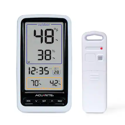 Front. AcuRite - Wireless Thermometer with Digital Display - White.