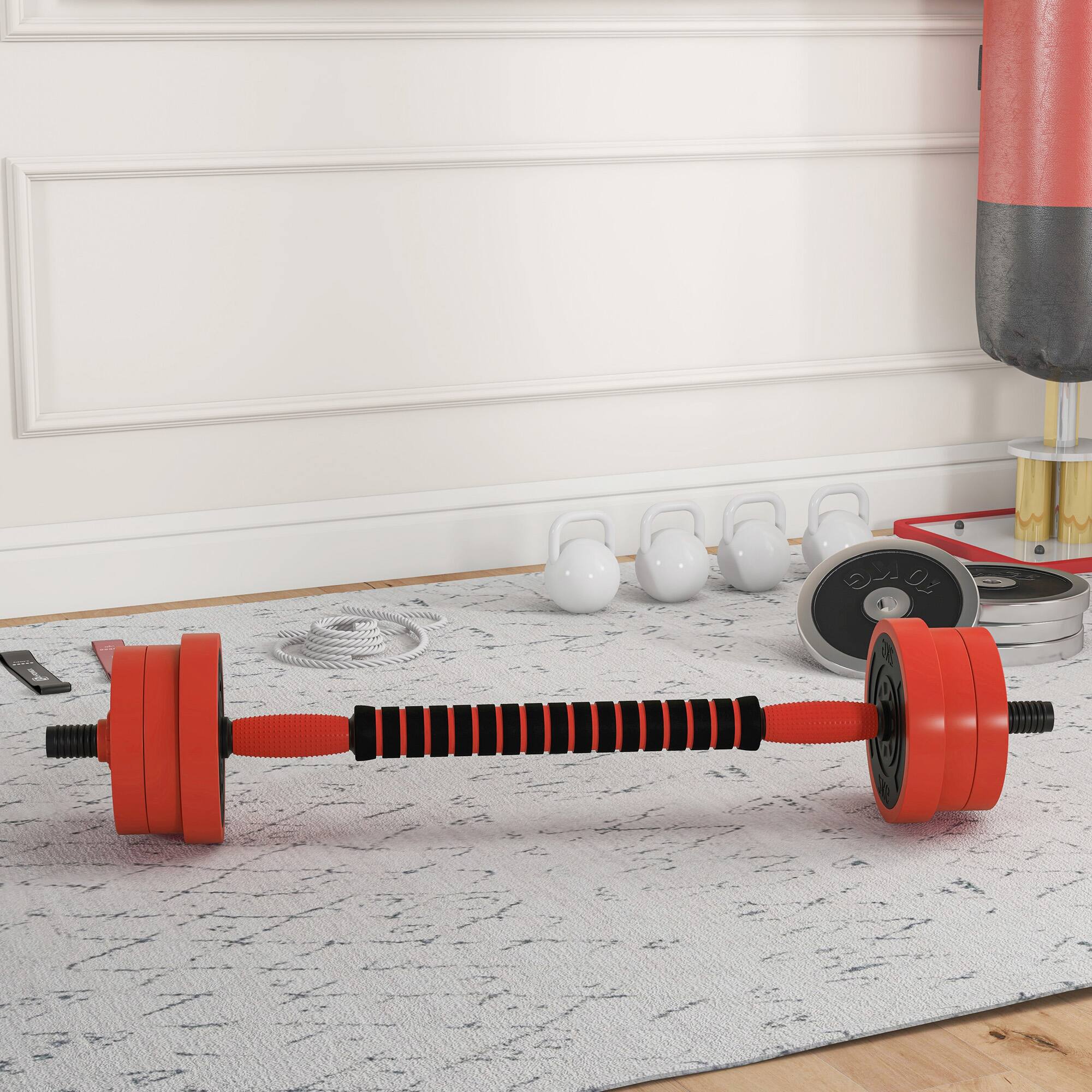 Alt View 1. Soozier - Adjustable Dumbbell Sets, 4 in1 Weights Dumbbells Set Used as Barbell, Kettlebells, Push up Stand - Red.