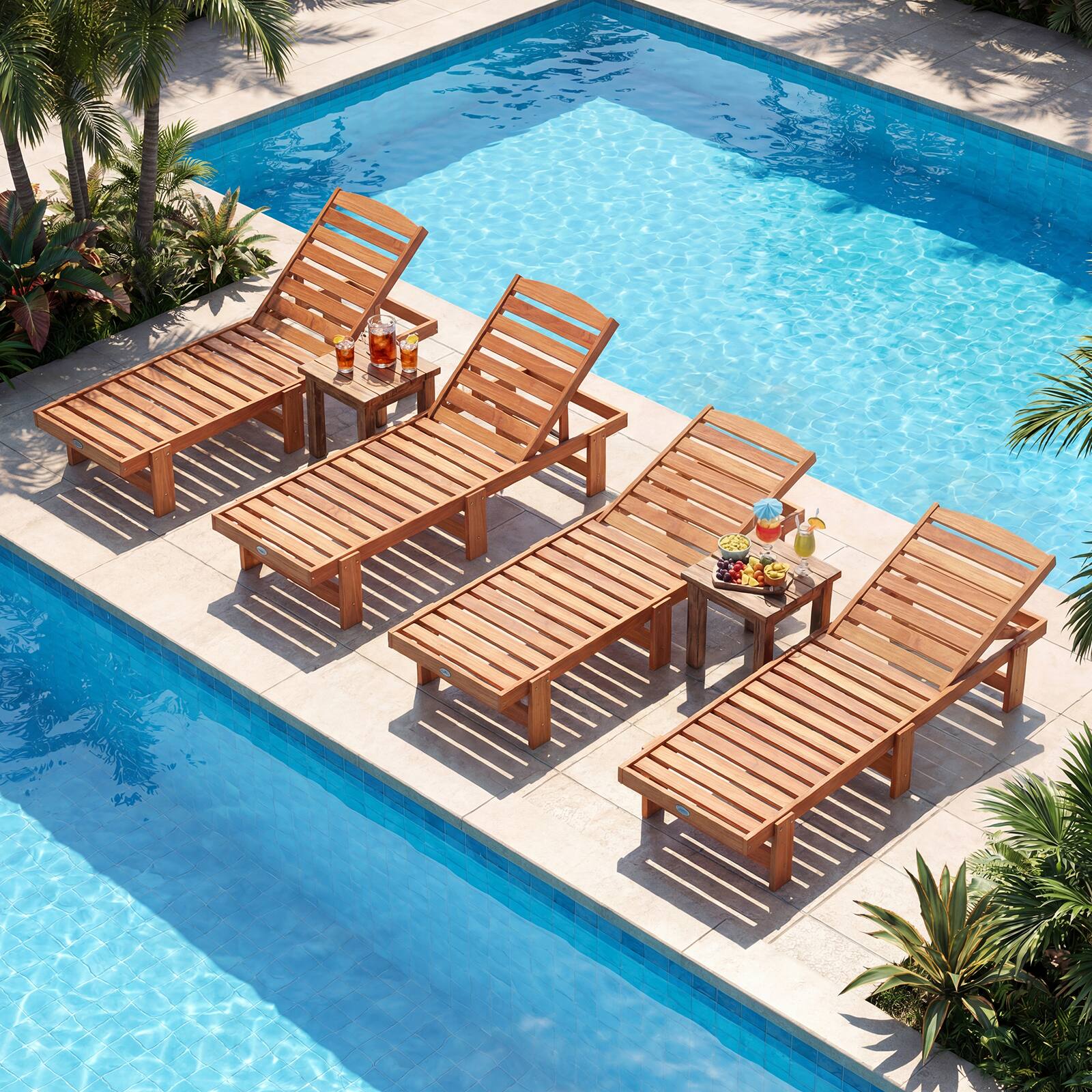 Alt View 4. Costway - Costway 1 PCS Patio Chaise Lounge Chair, Solid Wood Outdoor Recliner with Adjustable Backrest - Natural.