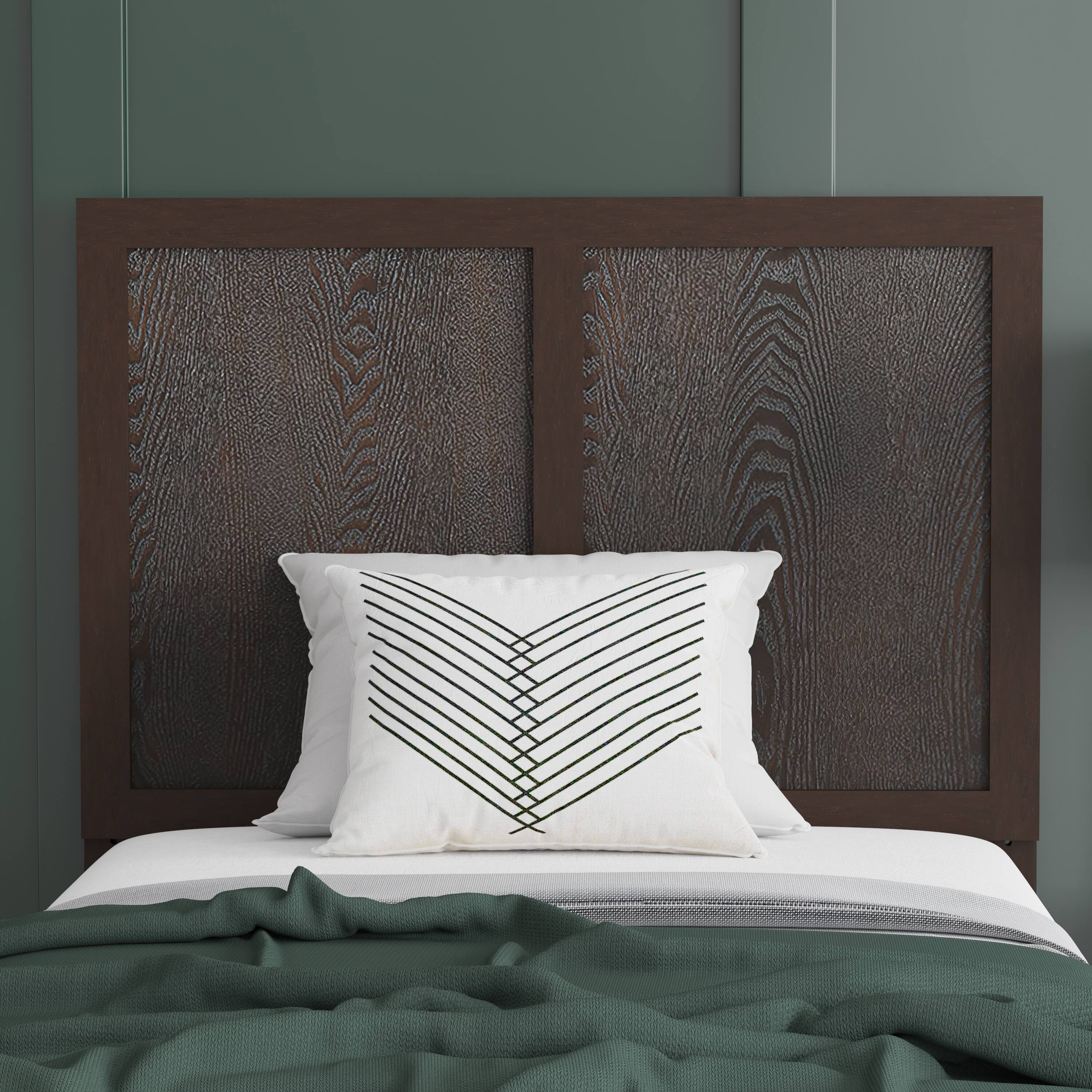 Alt View 3. Emma + Oliver - Omar Paneled Wooden Adjustable Headboard Only - Dark Brown.