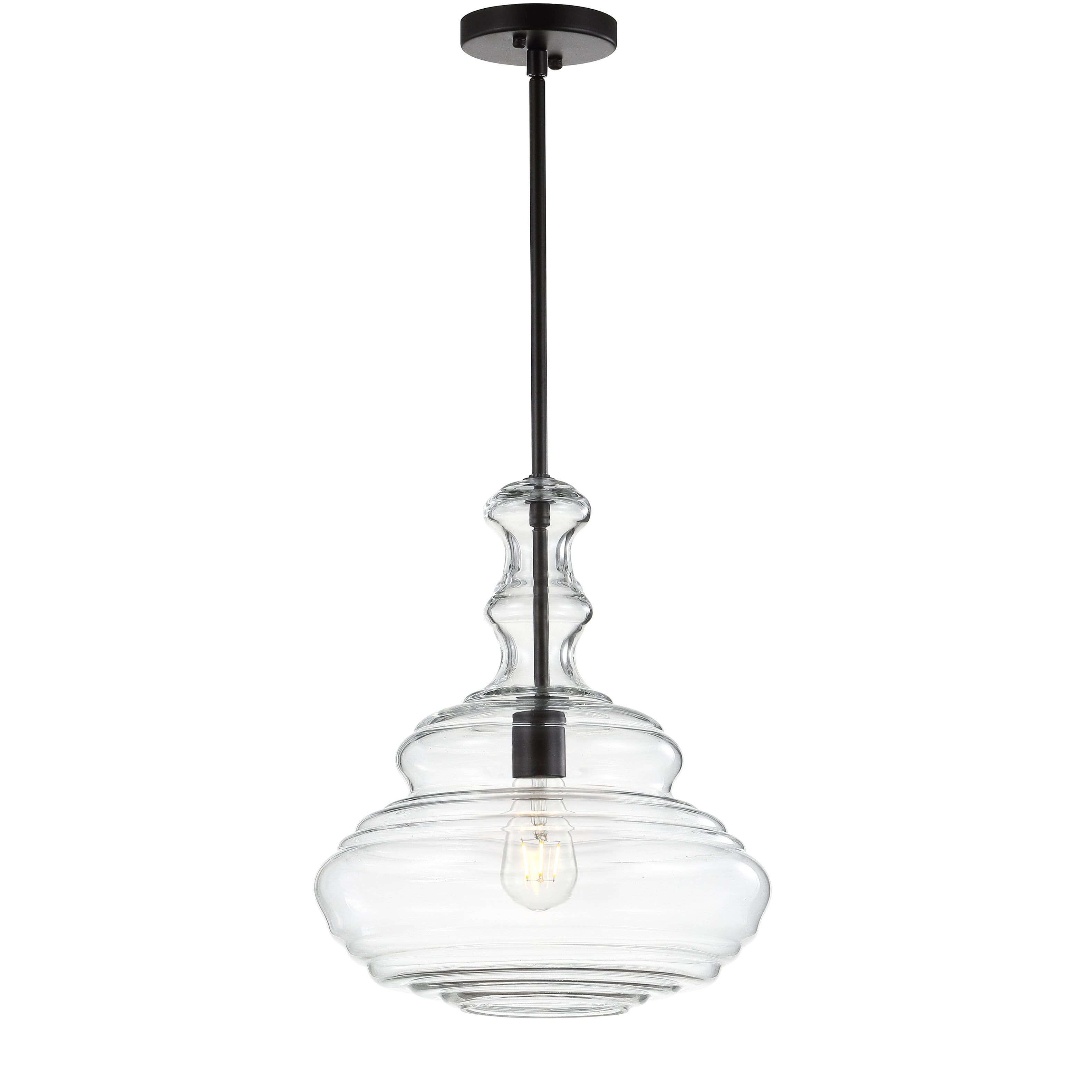 "Jonathan Y - Bettina 13.37"" Glass/Metal LED Pendant, Oil Rubbed Bronze/Clear - Oil-Rubbed Bronze" price history on PriceWatchPro