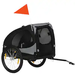Aosom - Dog Bike Trailer, Pet Wagon with Steel Frame, Hitch Coupler, Quick Release Wheels, Reflectors, Flag, Travel Carrier
