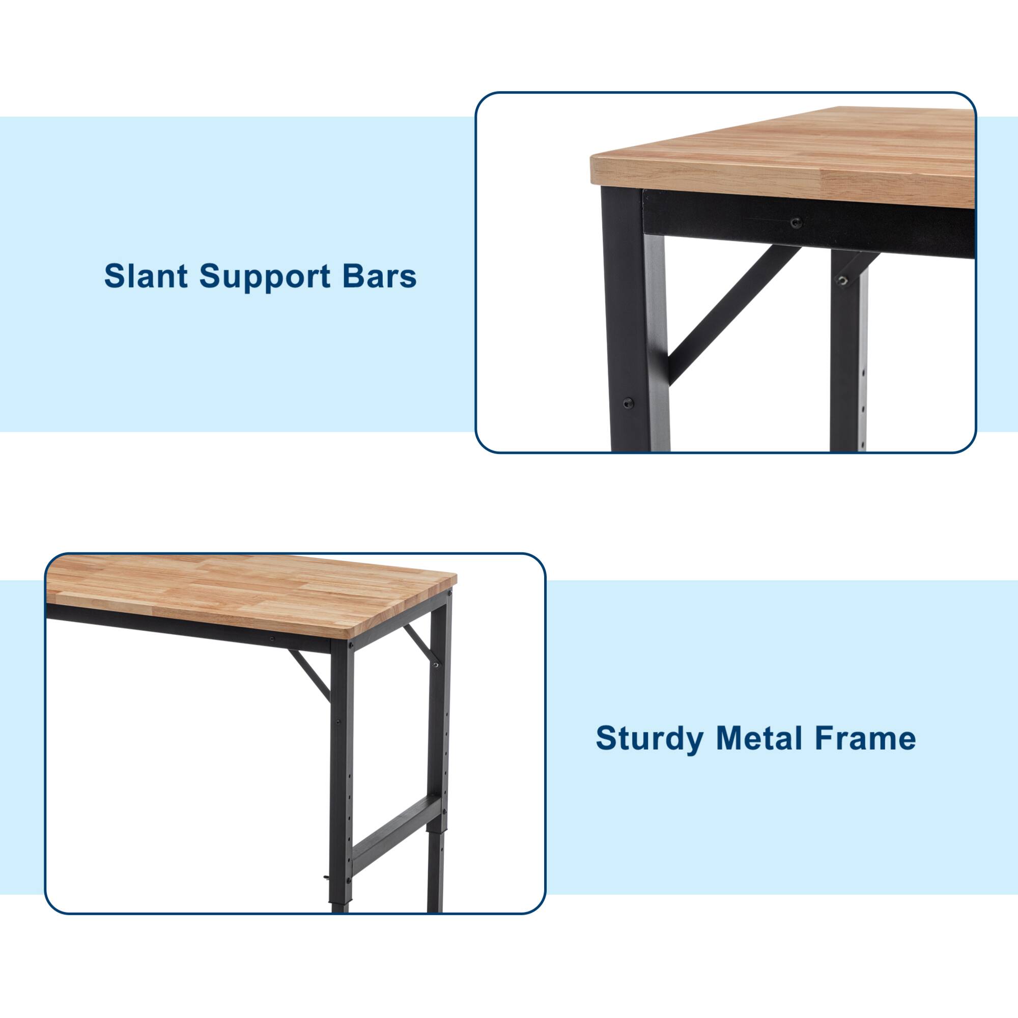 Slant Support Bars  
Sturdy Metal Frame