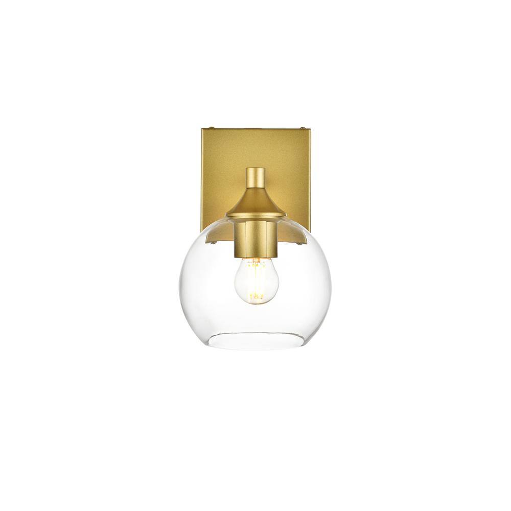 Alt View 2. Living District - Foster 1 light Brass and Clear Bath Sconce - Brass And Clear.