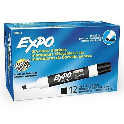 80001  
Expo  
dry erase markers  
marqueurs effaçables à sec  
marquadores de borrado en seco  

chisel tip  
pointe biseautée  
punta de cincel  

intense colors  
couleurs intenses  
colores vibrantes  

low odor  
12  
dry erase markers  
sec  
marqueurs effaçables en sec  
marquadores de borrado en seco