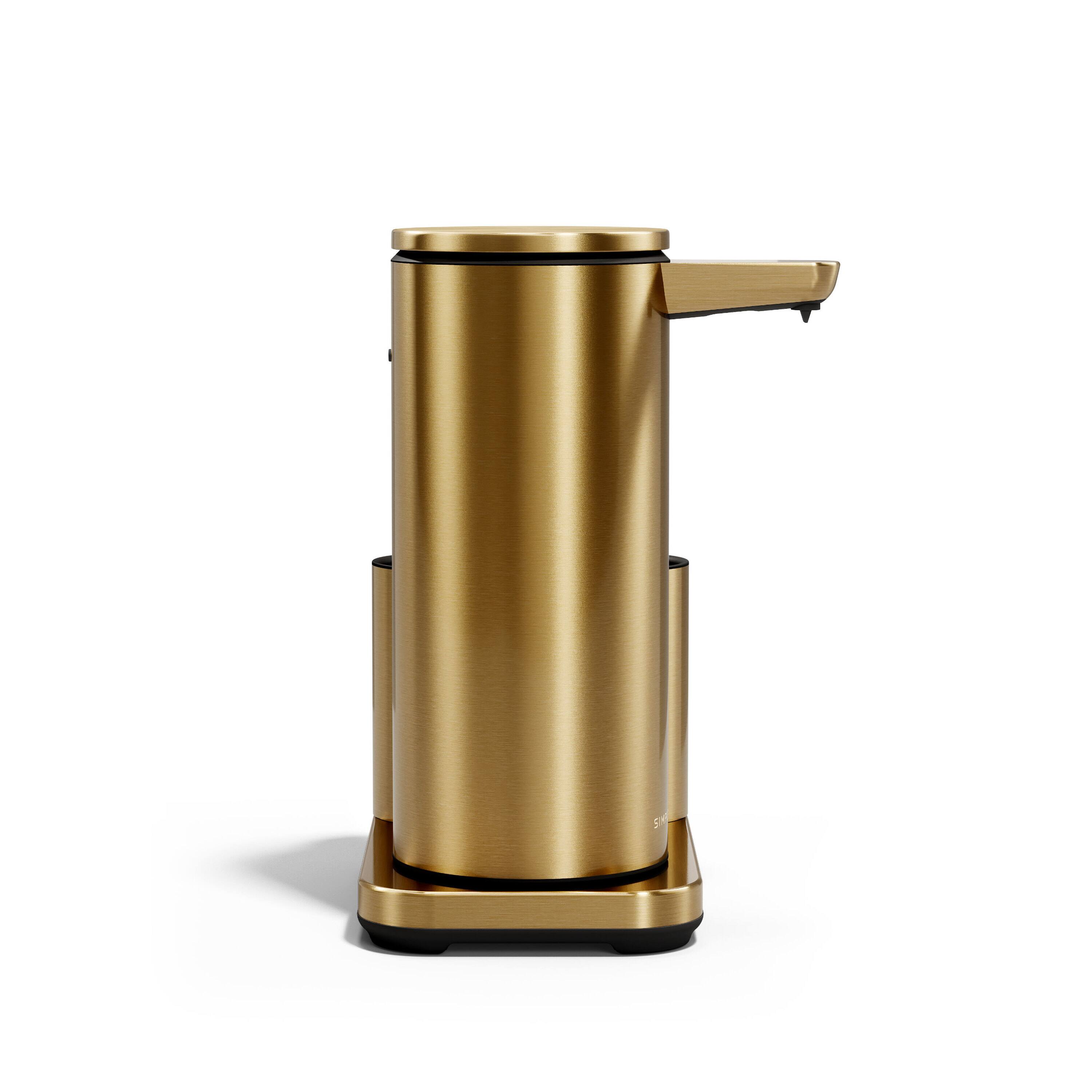 Alt View 2. simplehuman - 14 oz. liquid sensor pump with caddy, high-grade brass stainless steel - Brass.