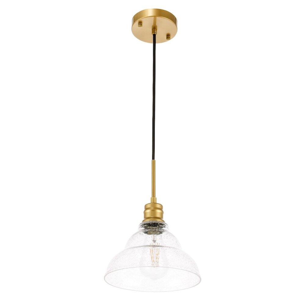 Alt View 6. Living District - Gil 1 Light Brass And Clear Seeded Glass Pendant - Brass And Clear Seeded Glass.