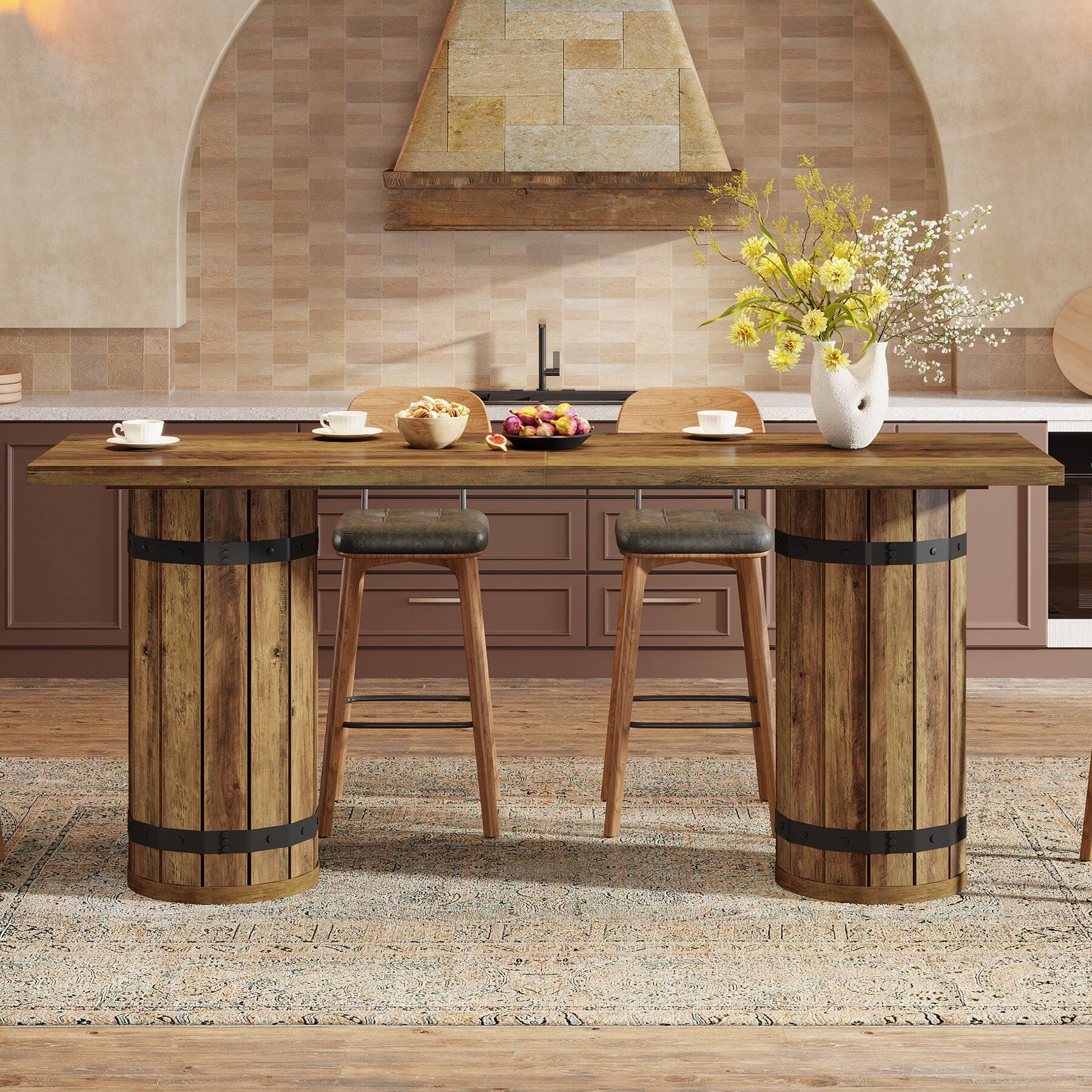 Alt View 1. Tribesigns - Bar Table with Engineered Wood Construction and Rectangular Top for Everyday Dining and Home Entertaining - Brown.