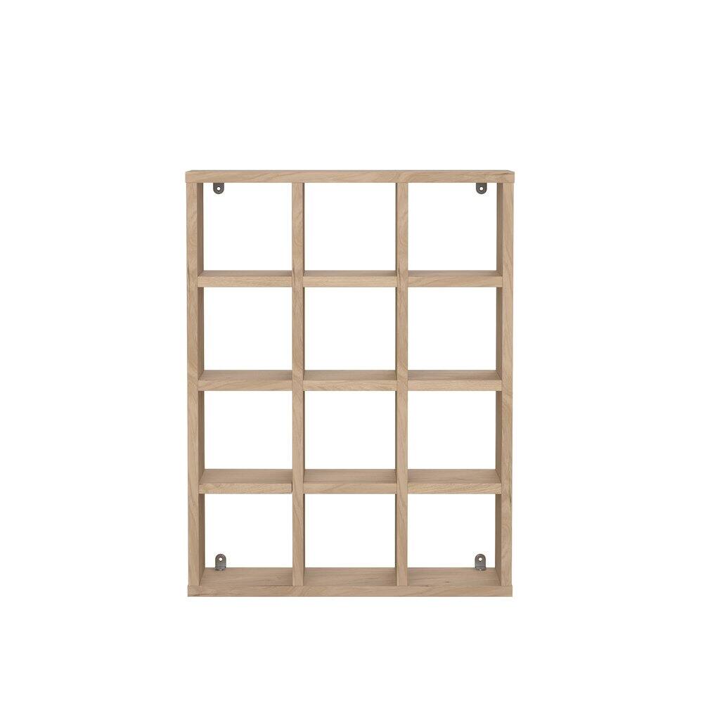Back. Tvilum - Hyper 12 Cubby Wall Unit, Jackson Hickory - Brown.
