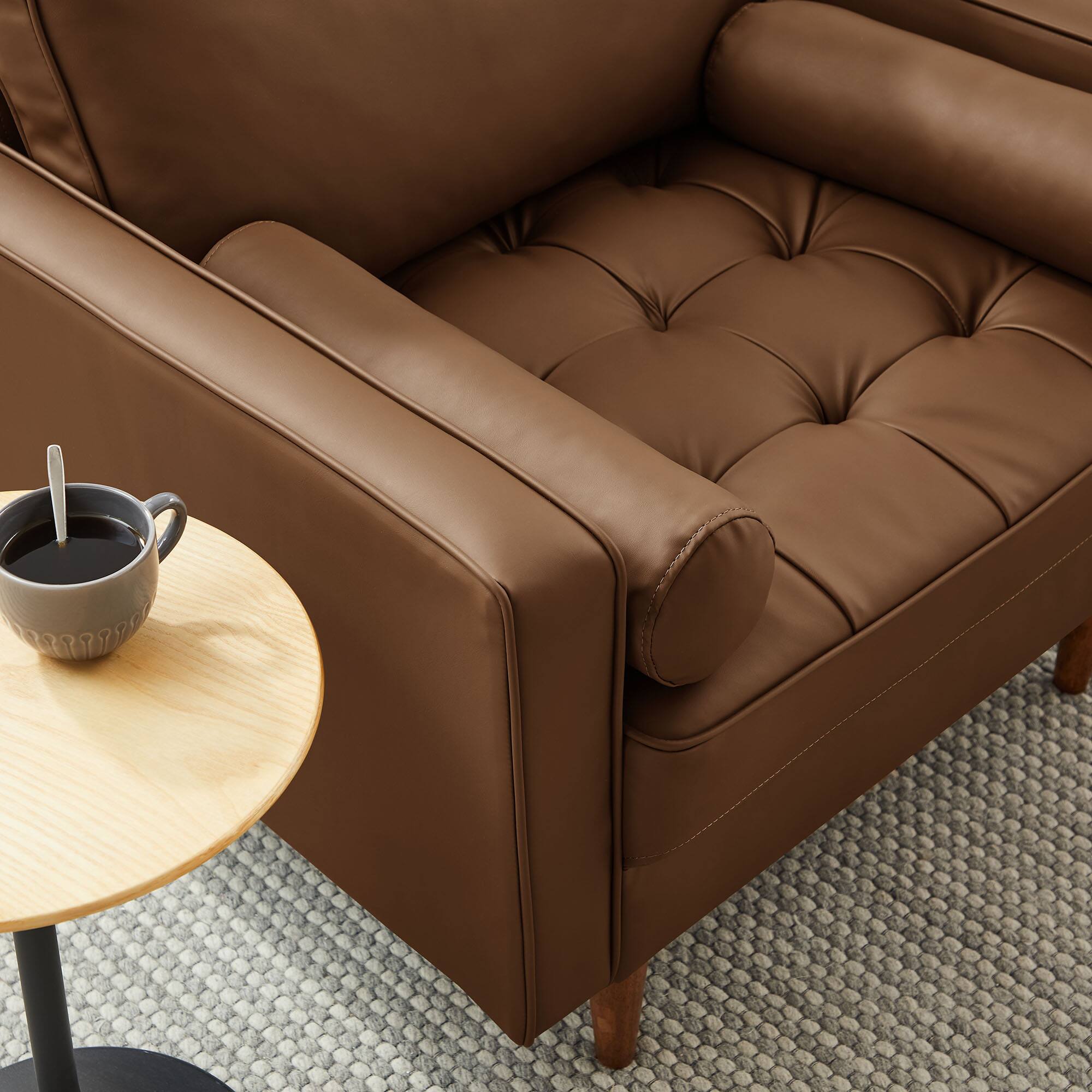 Alt View 5. Modway - Valour Tufted Vegan Leather Accent Armchair by Modway - Brown.