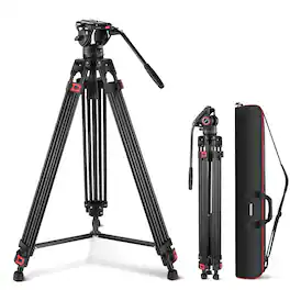 Neewer - 74" Video Tripod with Fluid Head - Professional Aluminum Stand for DSLR & Camcorder (17.6lb)