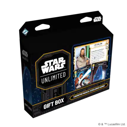 STAR WARS
UNLIMITED
GIFT BOX
8 BOOSTER PACKS & 3 EXCLUSIVE CARDS!
QUI-GON JINN
Action (Use the Force)
Return a friendly non-leader unit to its owner's hand. Play a non-leader unit from your hand that costs 1 less than the returned unit for free.