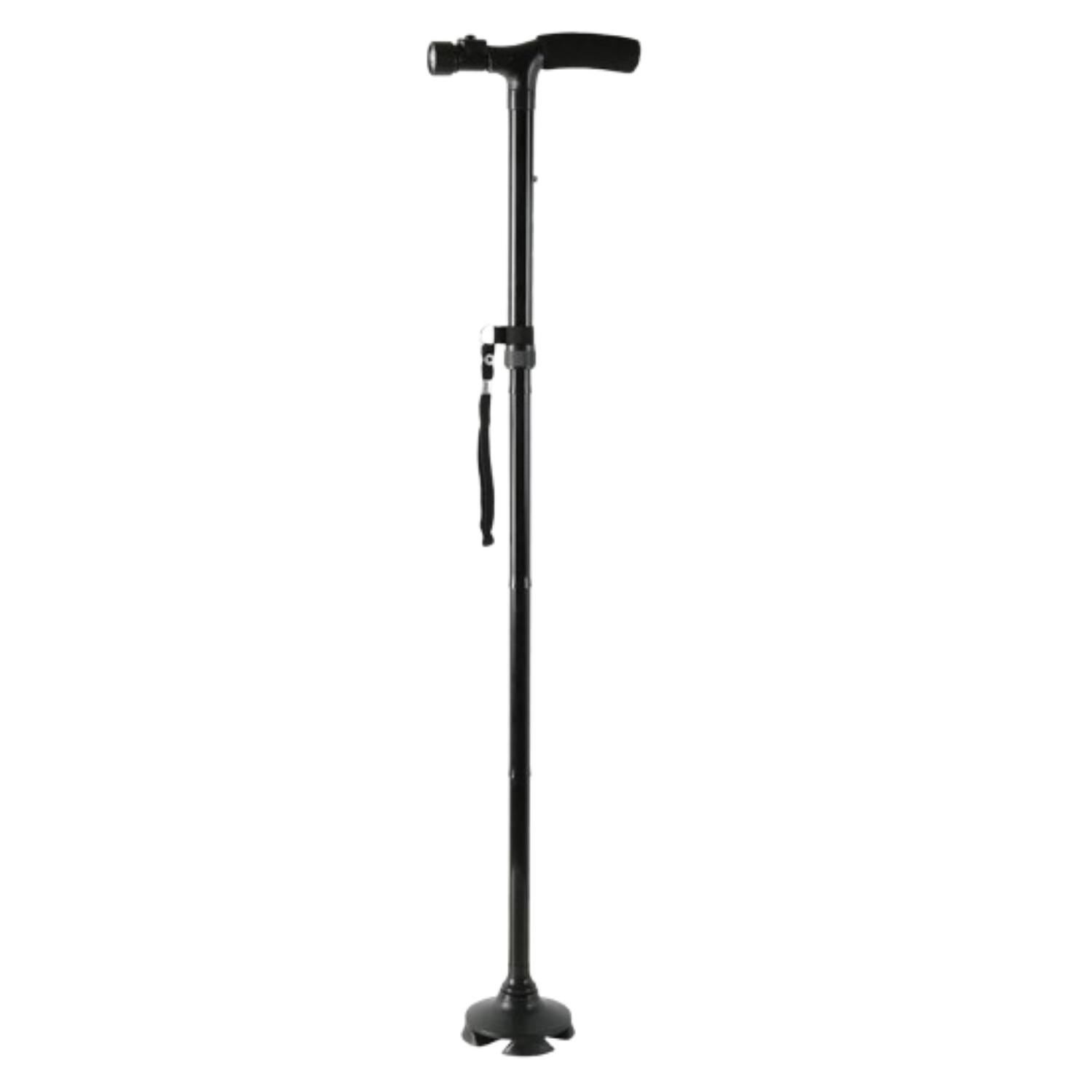 Front. Stock Preferred - Foldable and Adjustable LED Light Walking Cane - Black.