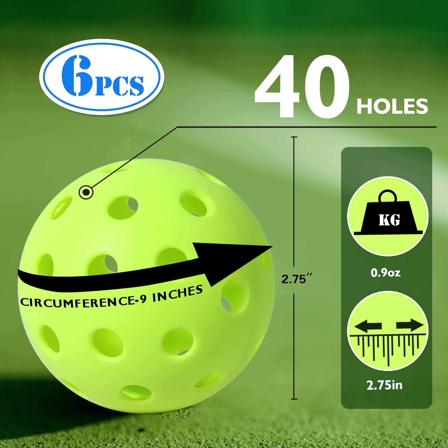 GPCS 40 HOLES KG CIRCUMFERENCE-9 INCHES 2.75" 0.9oz 2.75in
