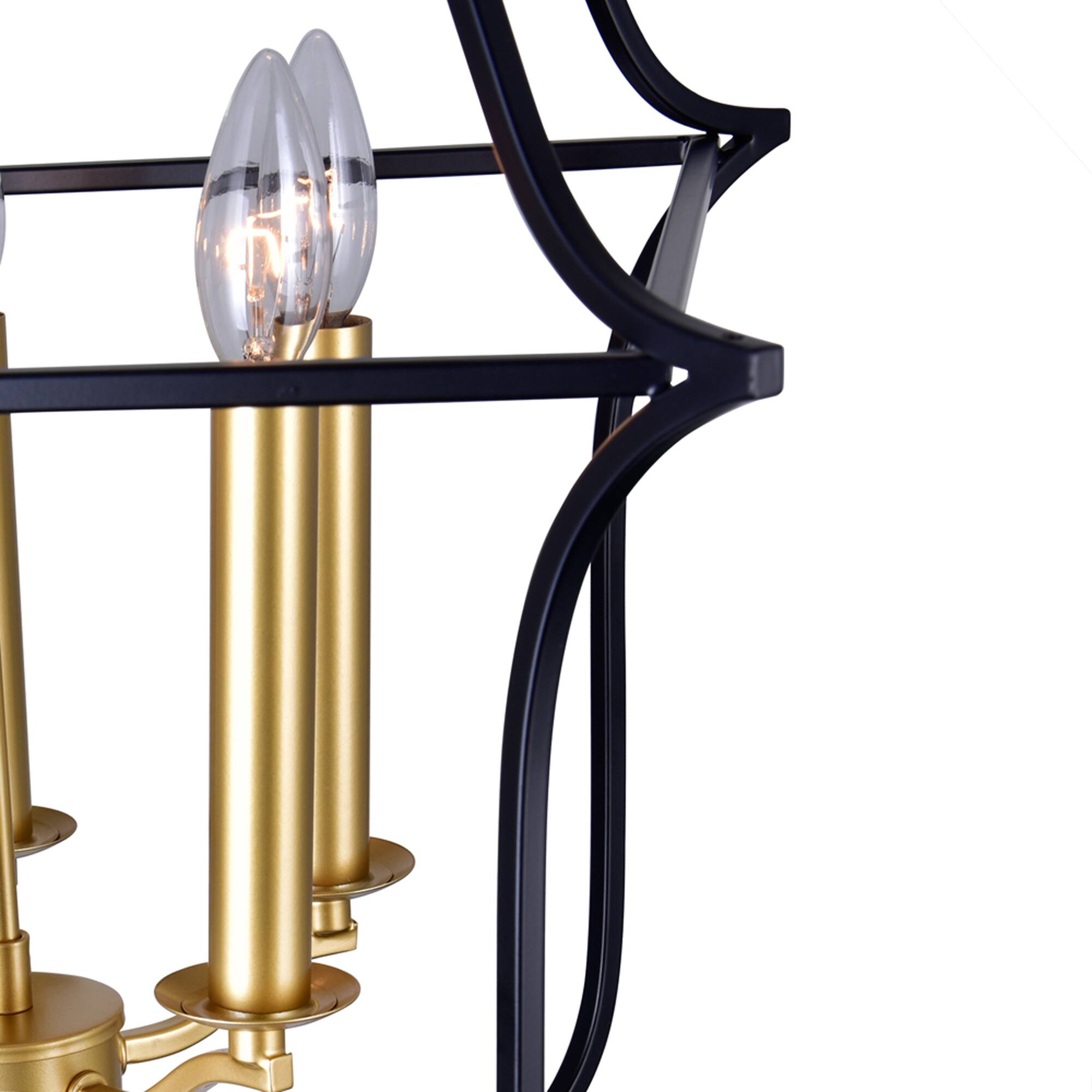 Back. CWI Lighting - Tudor 5 Light Chandelier With Satin Gold & Black Finish - Satin Gold & Black.