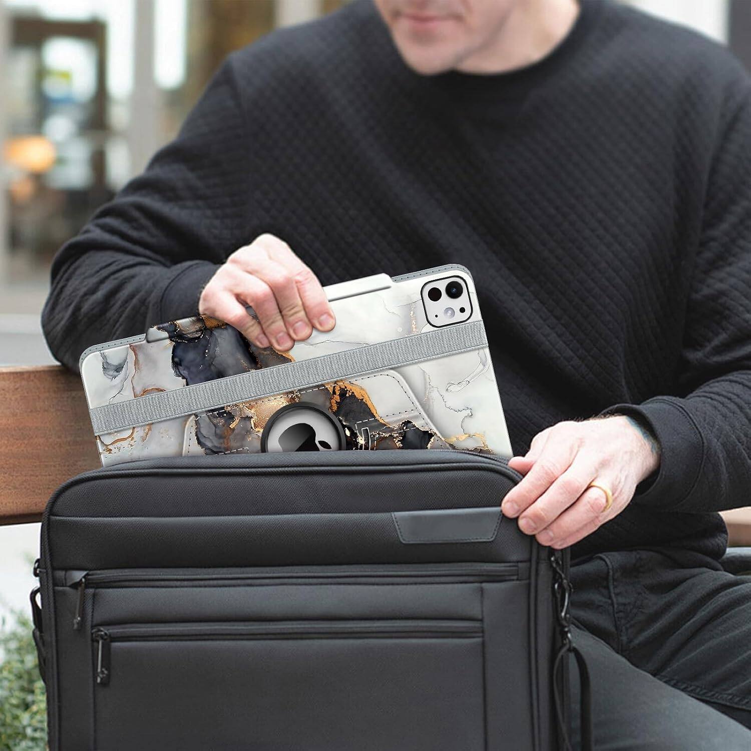 Alt View 5. Fintie - 360 Degree Rotating Case for iPad Pro 13-inch (M5) 2025 / (M4) 2024, Landscape & Portrait Viewing, Shockproof Cover - Cloudy Marble.
