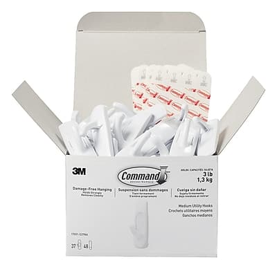 Command - Medium Utility Hooks, 3 lb., 37/Pack (17001-S37NA) - White price history on PriceWatchPro