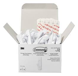 Command - Medium Utility Hooks, 3 lb., 37/Pack - White