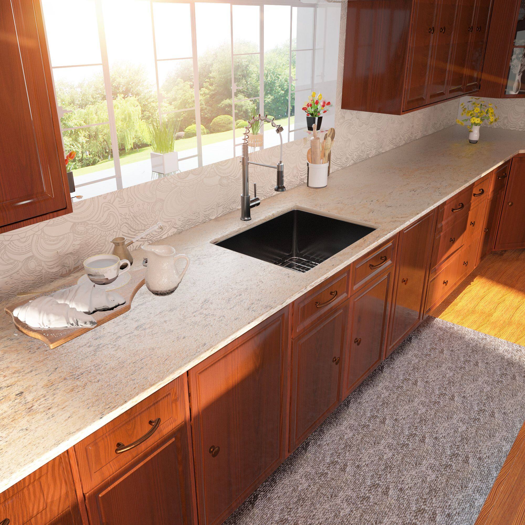 Back. Lordear - 23" x 18" x 10" Undermount Gunmetal Black Kitchen Sink Single Bowl 16 Gauge Stainless Steel Sink - Gunmetal Black.