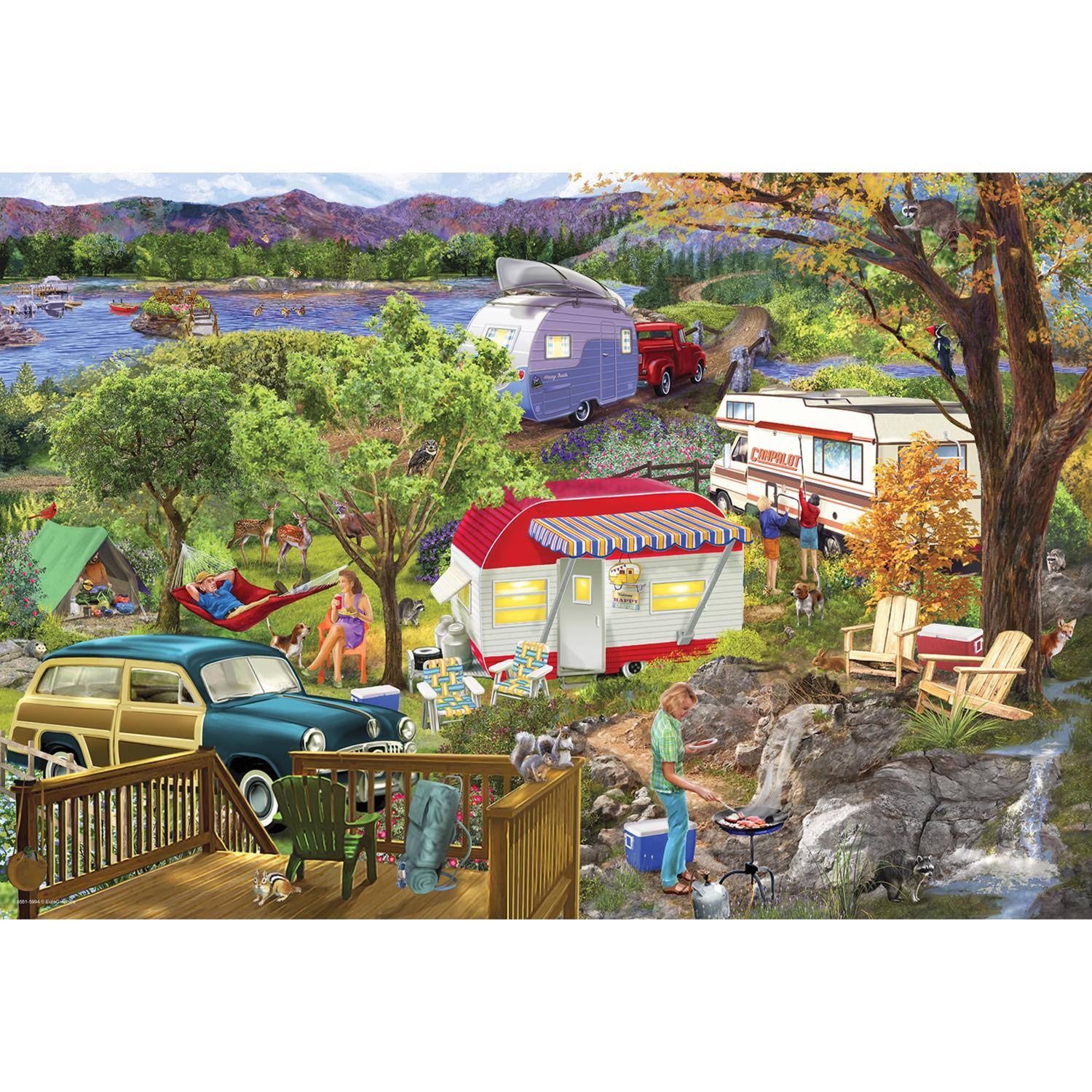 Left. Eurographics - Eurographics Camper Trailer Collectible Tins with Puzzles Multicolored 550 pc.