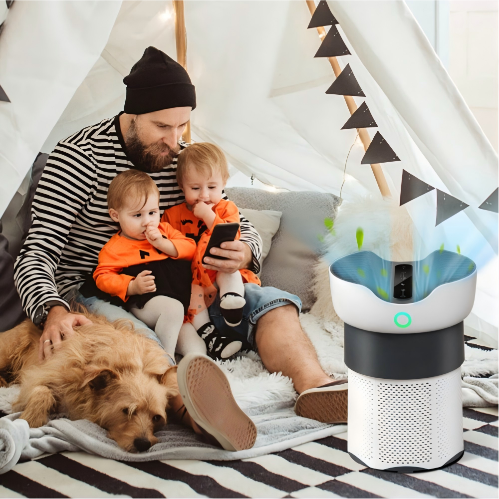 Left. SKONYON - Air Purifier for Home and Office up to 1300 Sq Ft - White.