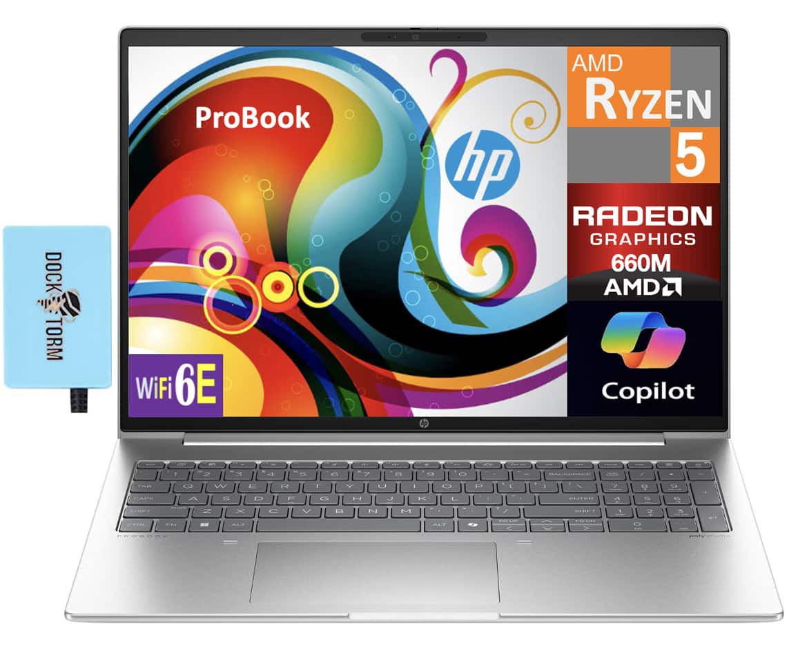 HP - ProBook 465 Laptop 16.0 WUXGA (AMD Ryzen 5 7535U, 64GB DDR5, 2TB PCIe SSD, Win 11 Pro) w/USB Hub - Pike Silver