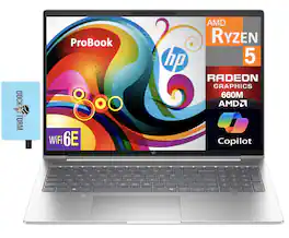 HP - ProBook 465 Laptop 16.0 WUXGA (AMD Ryzen 5 7535U, 64GB DDR5, 2TB PCIe SSD, Win 11 Pro) w/USB Hub - Pike Silver