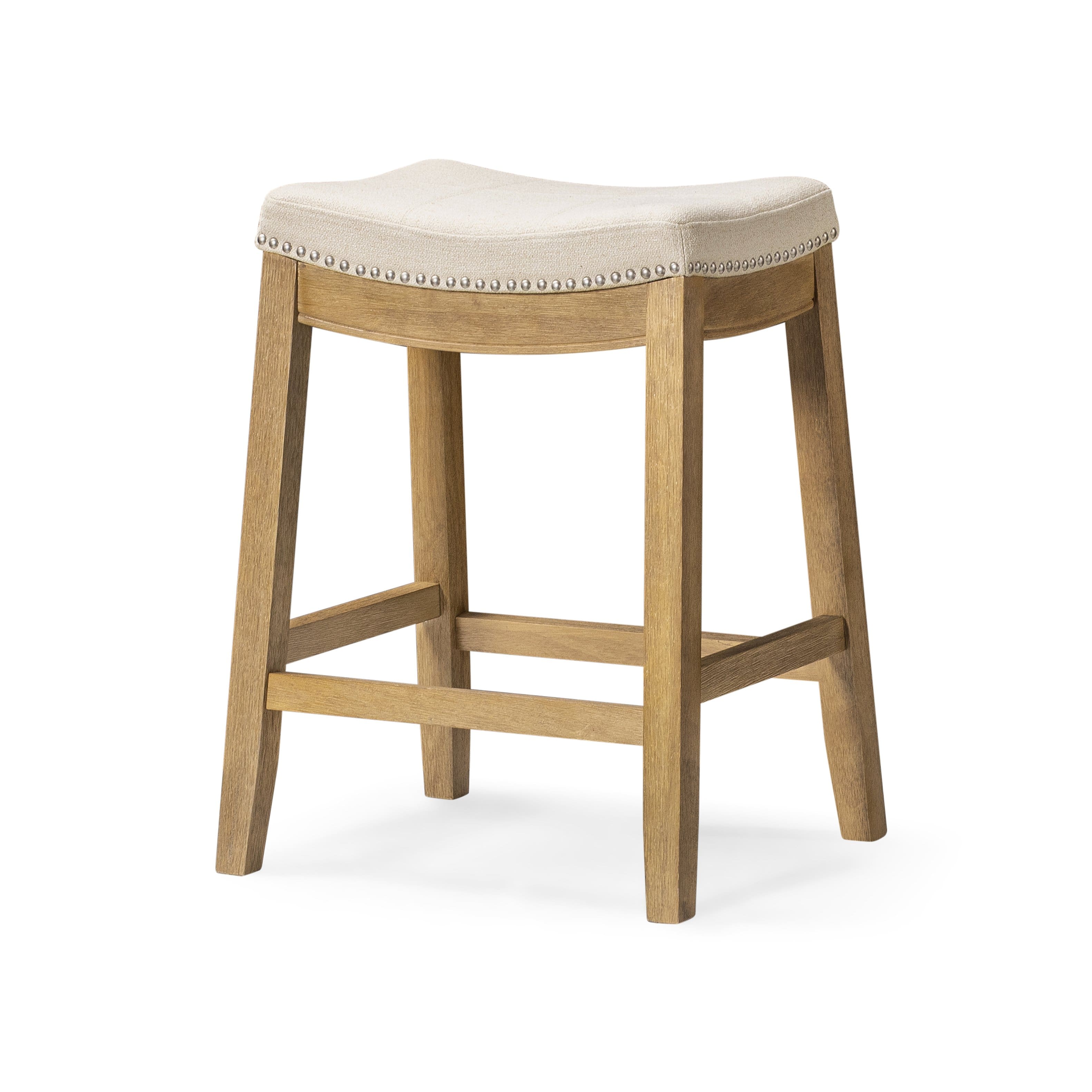 Maven Lane - 26" Sophia Backless Counter Stool In Finish with Fabric Upholstery - Aged Natural