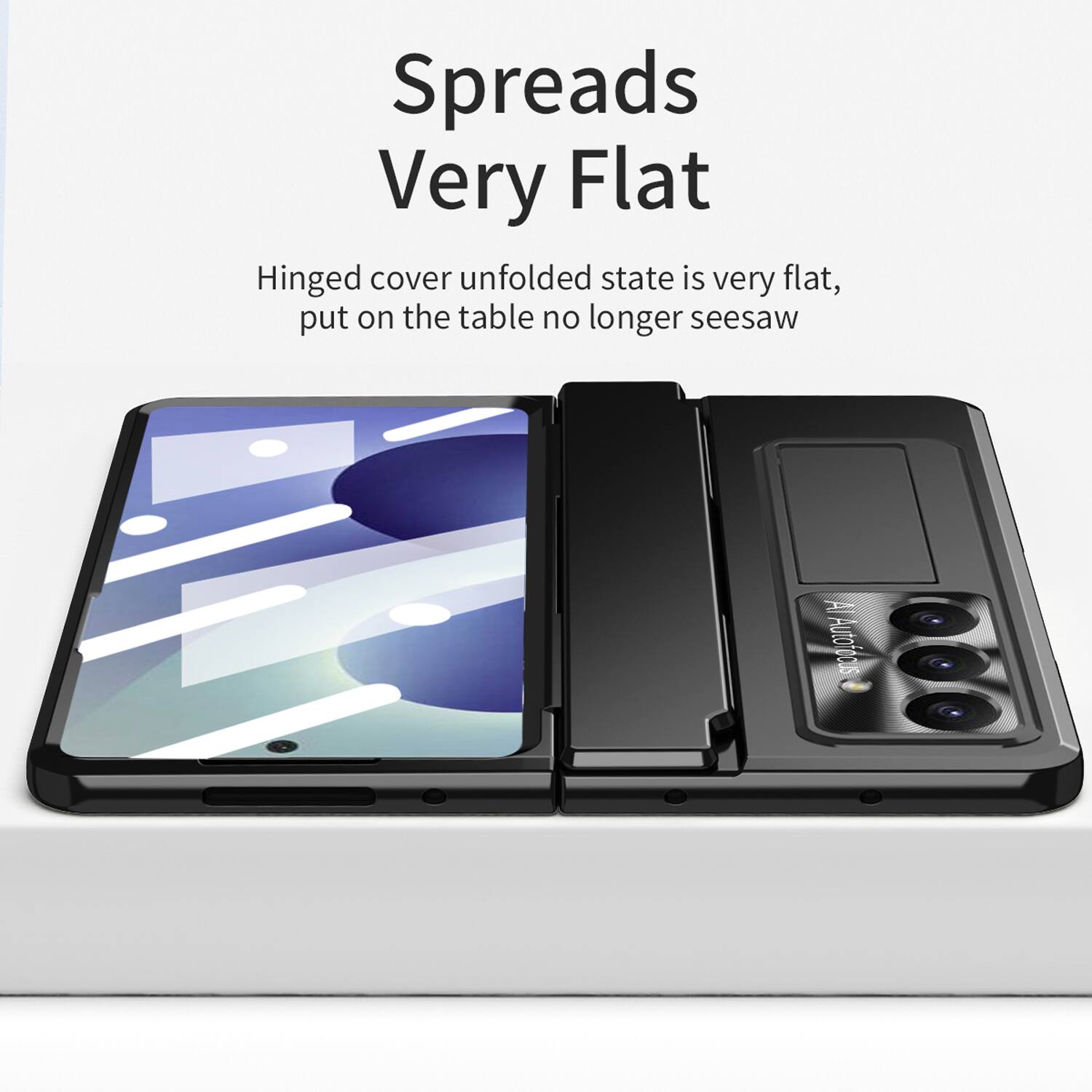 Spreads Very Flat  
Hinged cover unfolded state is very flat, put on the table no longer seesaw  
A Autofocus
