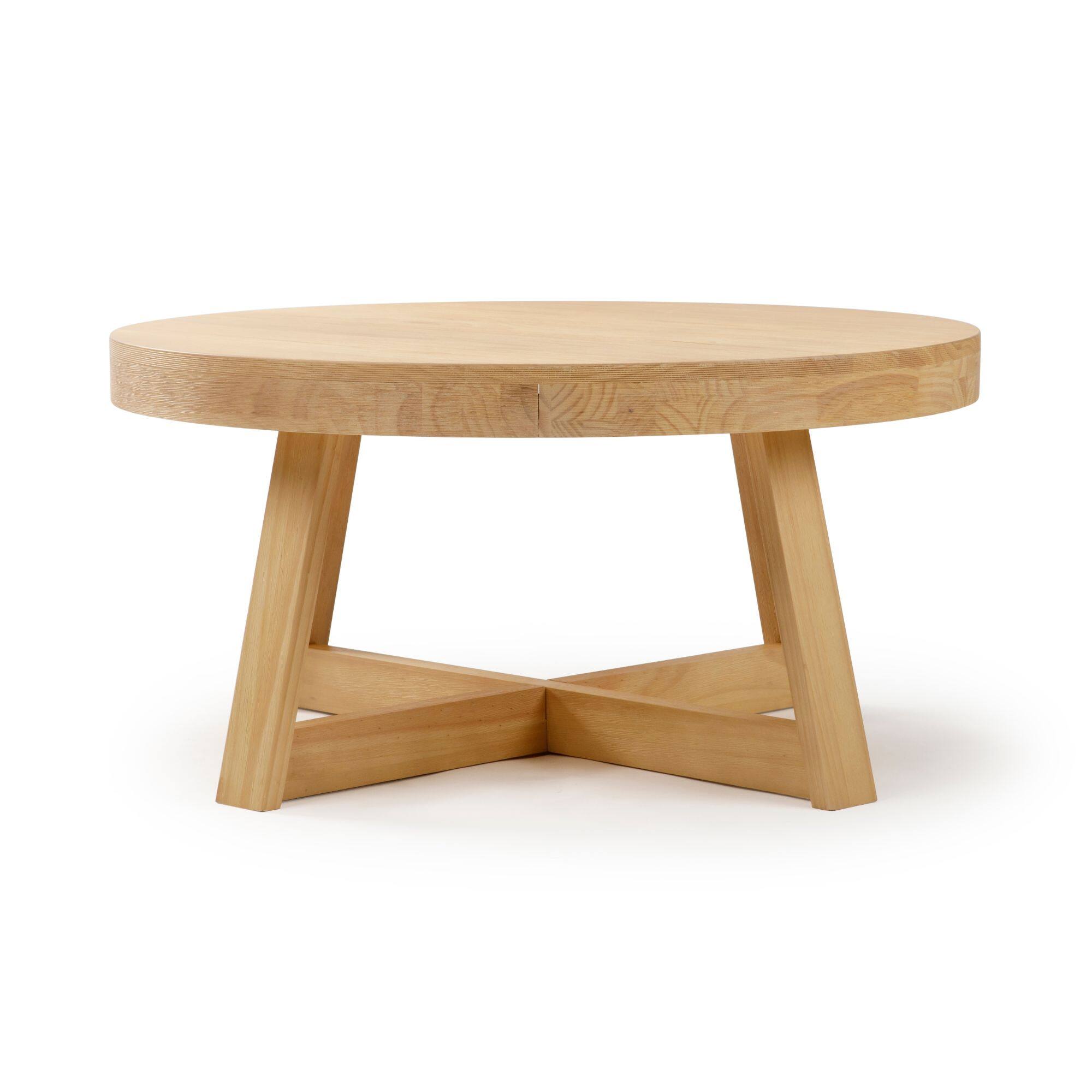 Alt View 5. Plank+Beam - Classic Round Coffee Table (36in x 36in / 910mm x 910mm), Blonde Wirebrush - Blonde Wirebrush.