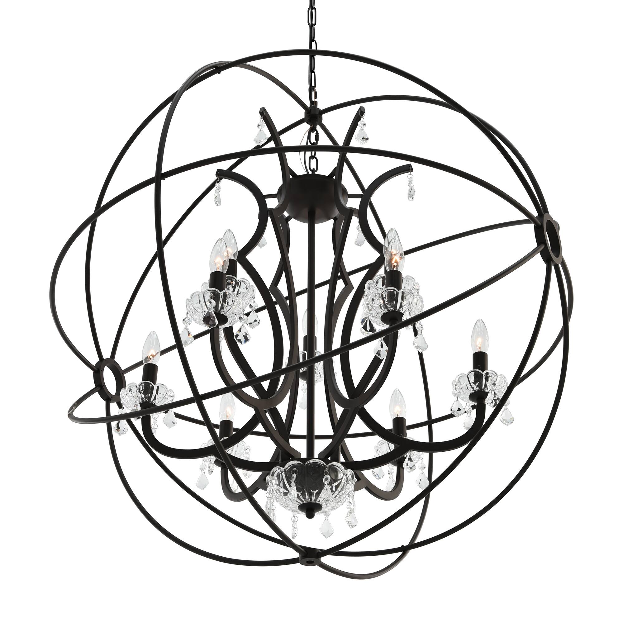 Back. CWI Lighting - Campechia 9 Light Up Chandelier With Brown Finish - Brown.