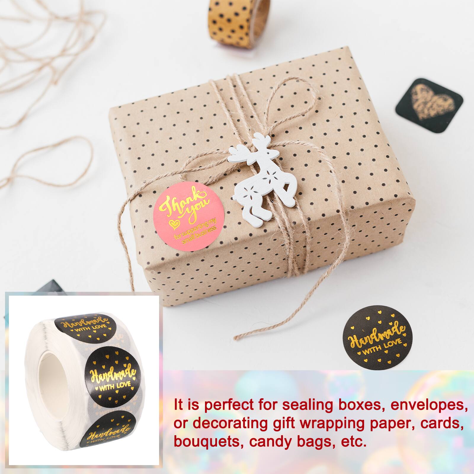 Thanks you for supporting my small business. Handmade WITH LOVE. It is perfect for sealing boxes, envelopes, or decorating gift wrapping paper, cards, bouquets, candy bags, etc.