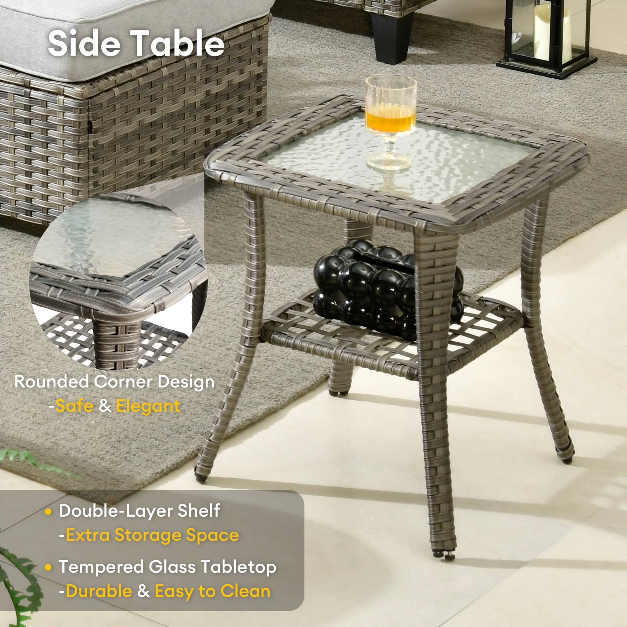 Side Table

- Rounded Corner Design
  - Safe & Elegant

- Double-Layer Shelf
  - Extra Storage Space

- Tempered Glass Tabletop
  - Durable & Easy to Clean