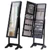 Front. Costway - Mirrored Jewelry Cabinet Storage Organizer Drawers - Black.