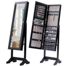 Costway - Mirrored Jewelry Cabinet Storage Organizer Drawers - Black