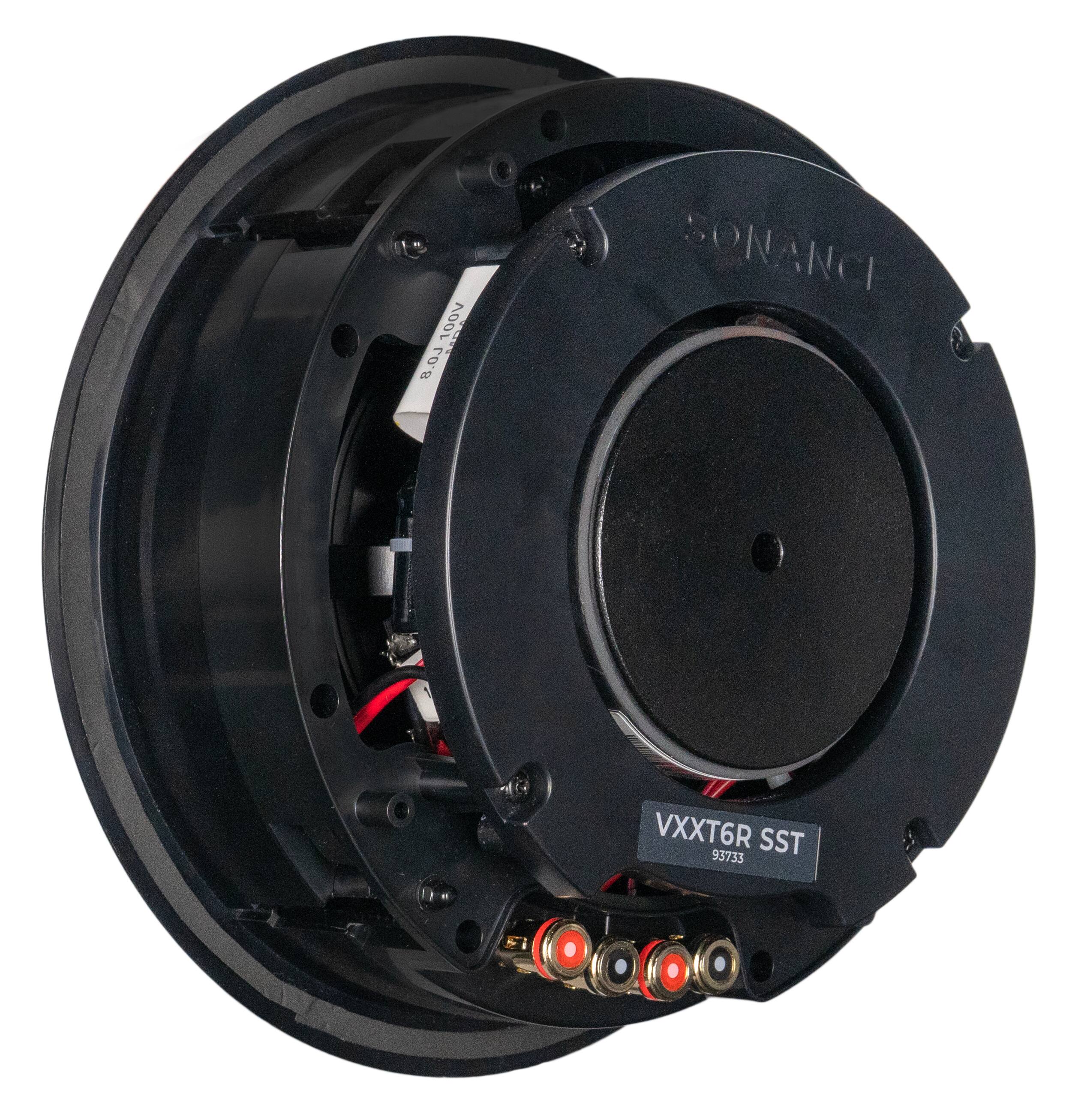 The text on the image reads "100V 8.0J SONANCI VXXT6R SST 93733." This text is grouped as follows:

1. "100V" - This is the voltage rating of the speaker.
2. "8.0J" - This is the speaker's power rating, which indicates the amount of power it can handle.
3. "SONANCI" - This is the brand name of the speaker.
4. "VXXT6R" - This is the model number of the speaker.
5. "SST" - This is the type of speaker, which stands for "Sonic Surround Technology."
6. "93733" - This is the part number of the speaker.