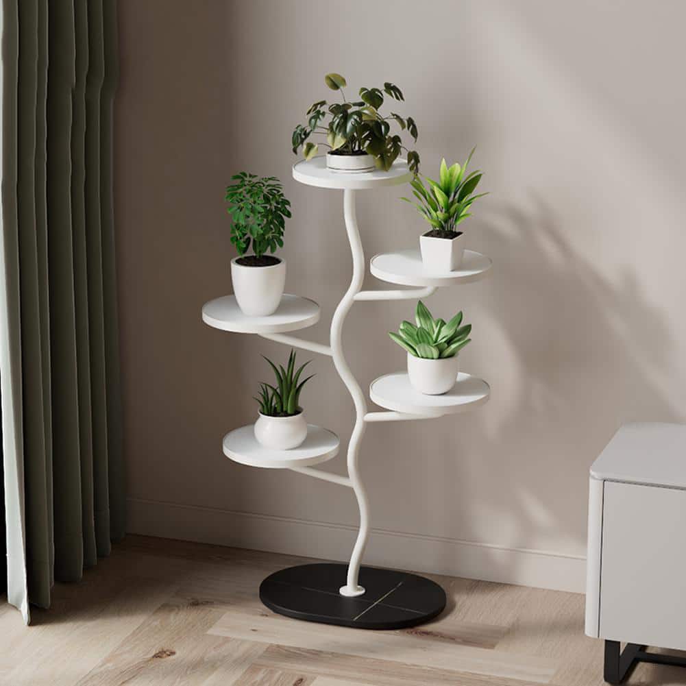 GARVEE - Plant Stand Indoor 7 Tier Corner Plant Stand Aesthetic Metal Plants Shelf for Multiple Plants-White Bracket+Black Board - Black and White