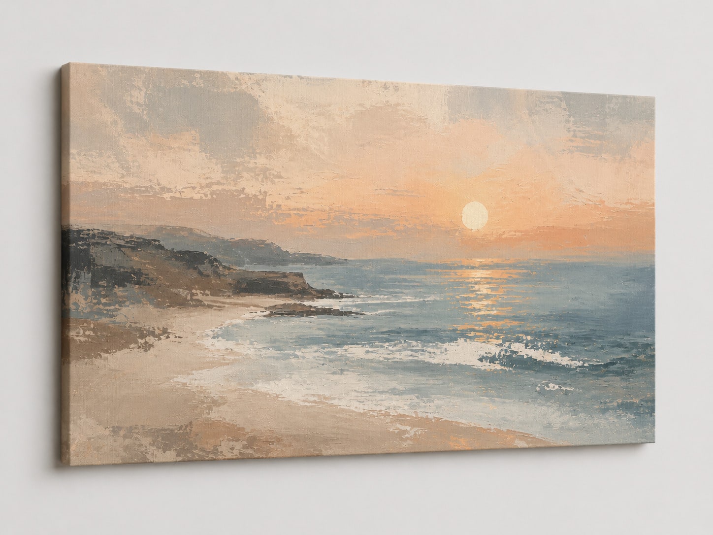 FC Design - Large Canvas 24x36" Coastal Ocean Sunset Seascape Abstract Art Painting Home Wall Décor - MultiColor