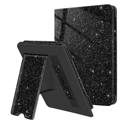 Front. Kitcheniva - PU Leather Stand Case For 6 Inch All New Kindle 11th Gen 2024 2022 Glittering Black - Glittering Black.