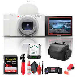 Sony - ZV-1 II Digital Camera + 64GB Memory Card + Card Reader + More - White